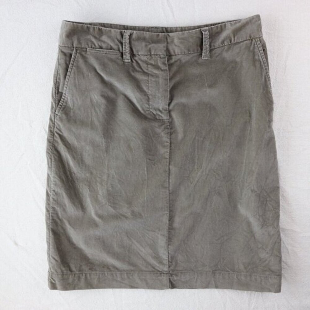 LL Bean Skirt Faux Suede Classic Straight Pencil Fall Taupe Neutral Womens 10